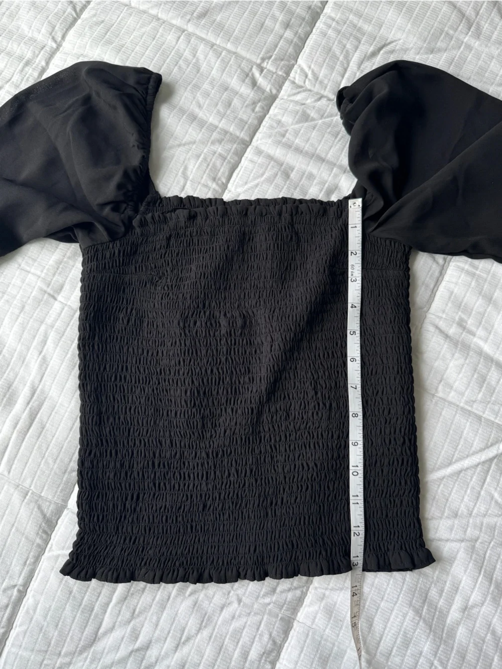 Abercrombie & Fitch black smocked puff sleeve blouse size S